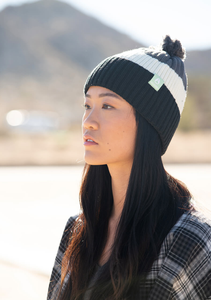 Schrader Pom Beanie - Dark Cedar / Red