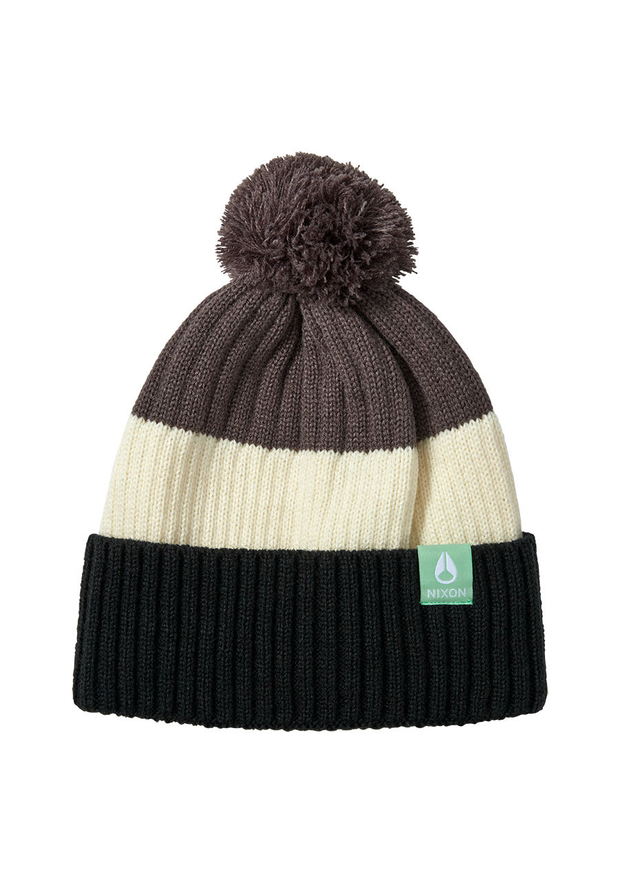 Schrader Pom Beanie - Dark Cedar / Red