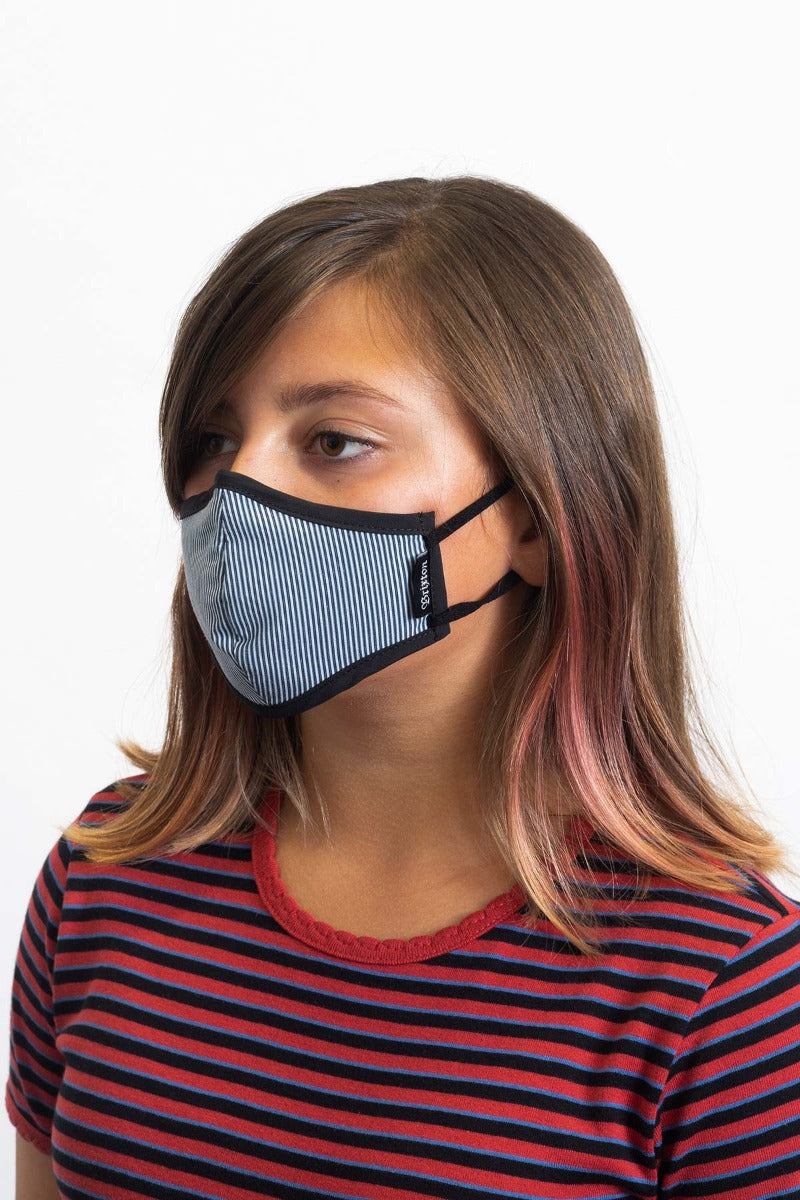 Youth Antimicrobial Face Mask - Black Herringbone