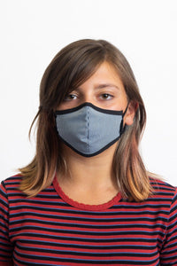 Youth Antimicrobial Face Mask - Black Herringbone