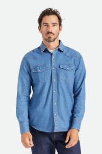 Willie Nelson L/S Woven - Worn Denim